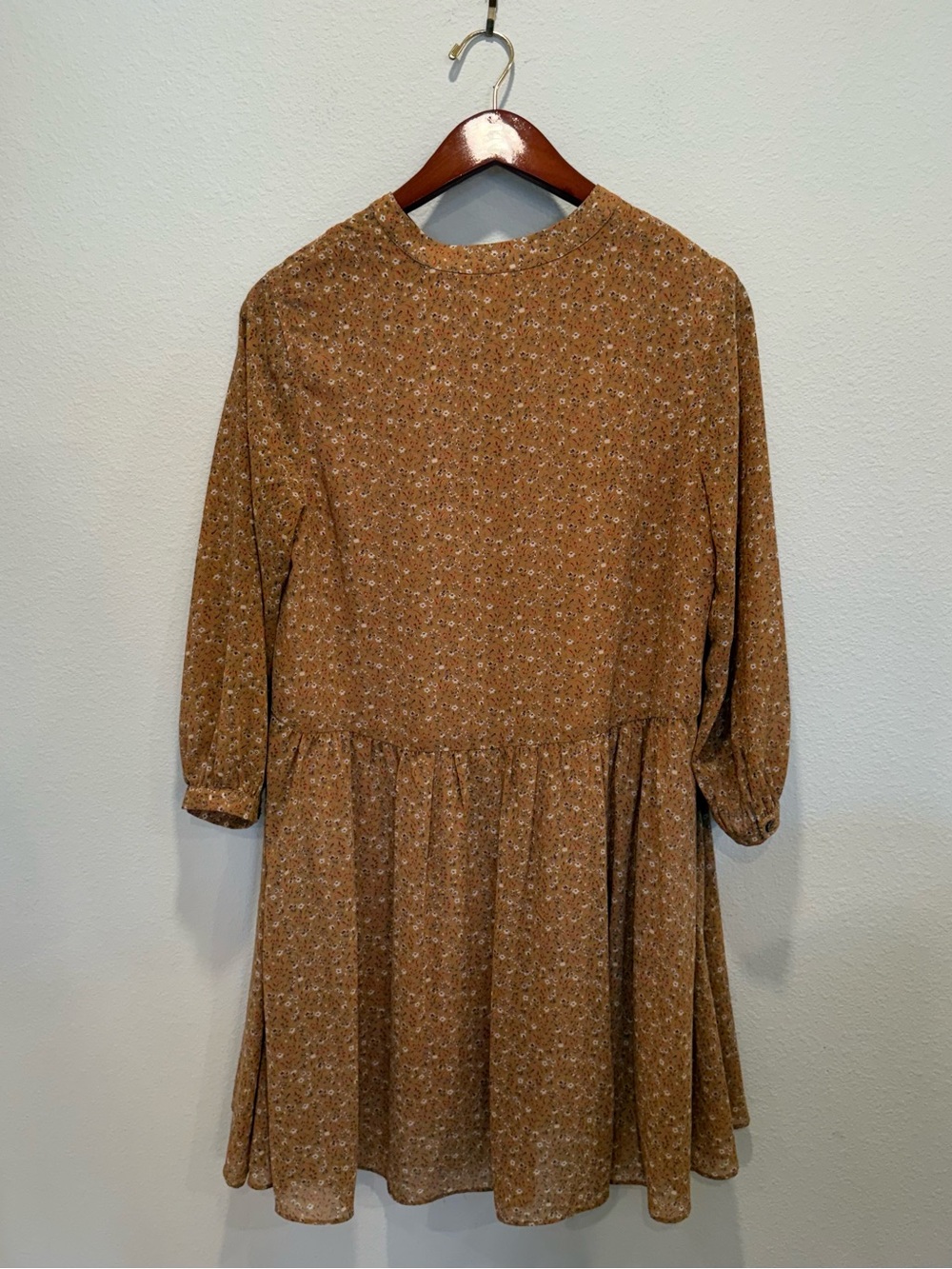 Boho Floral Mini Dress Orange Red Floral Peasant Dress Size M - Picture 6 of 10